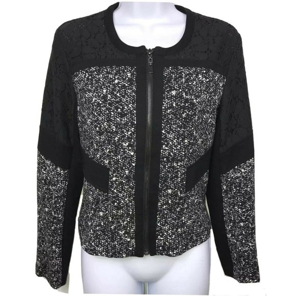 Woman's Cato Lace Scoop Neck Long Sleeve Full Zip Blazer Sz 2. Under lining - Picture 4 of 10